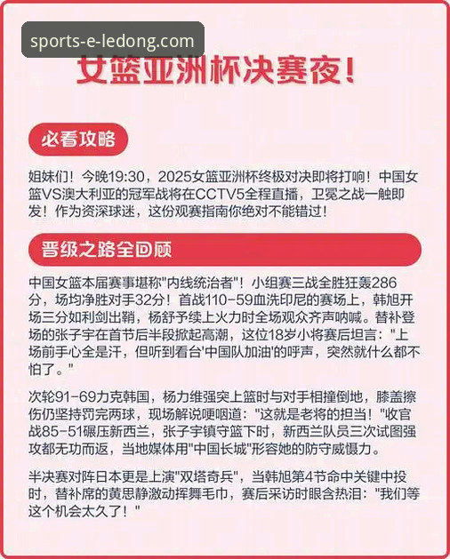乐动体育平台观赛指南：从WCBA总决赛G1看四川女篮的统治力崛起